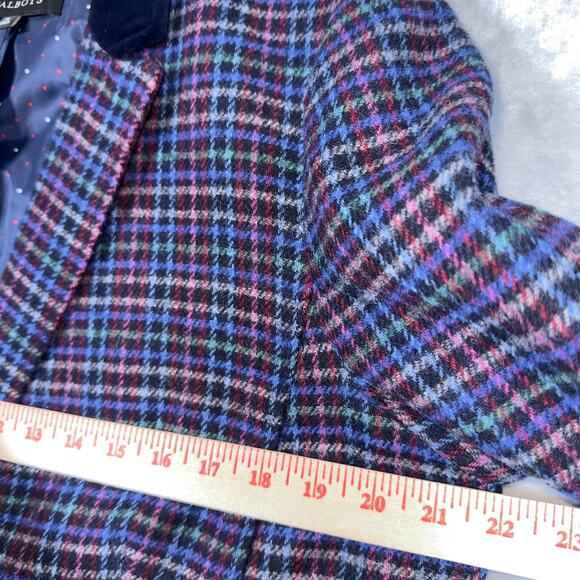 Talbots Blazer Women 16 Blue Mistletoe Plaid Shetland Wool True Classic Timeless - Picture 14 of 16